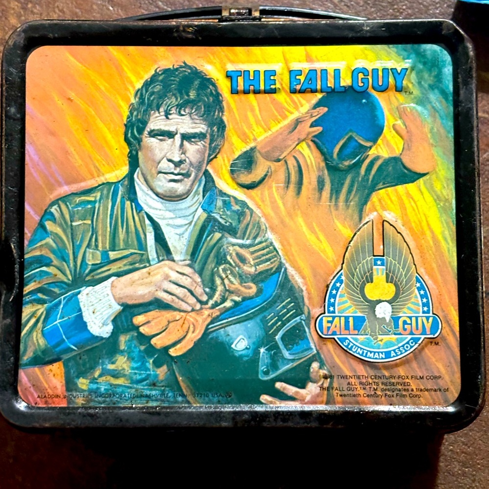 Vintage Aladdin Industries 1981 The Fall Guy Tin Flip-Top Lunchbox w/Thermos